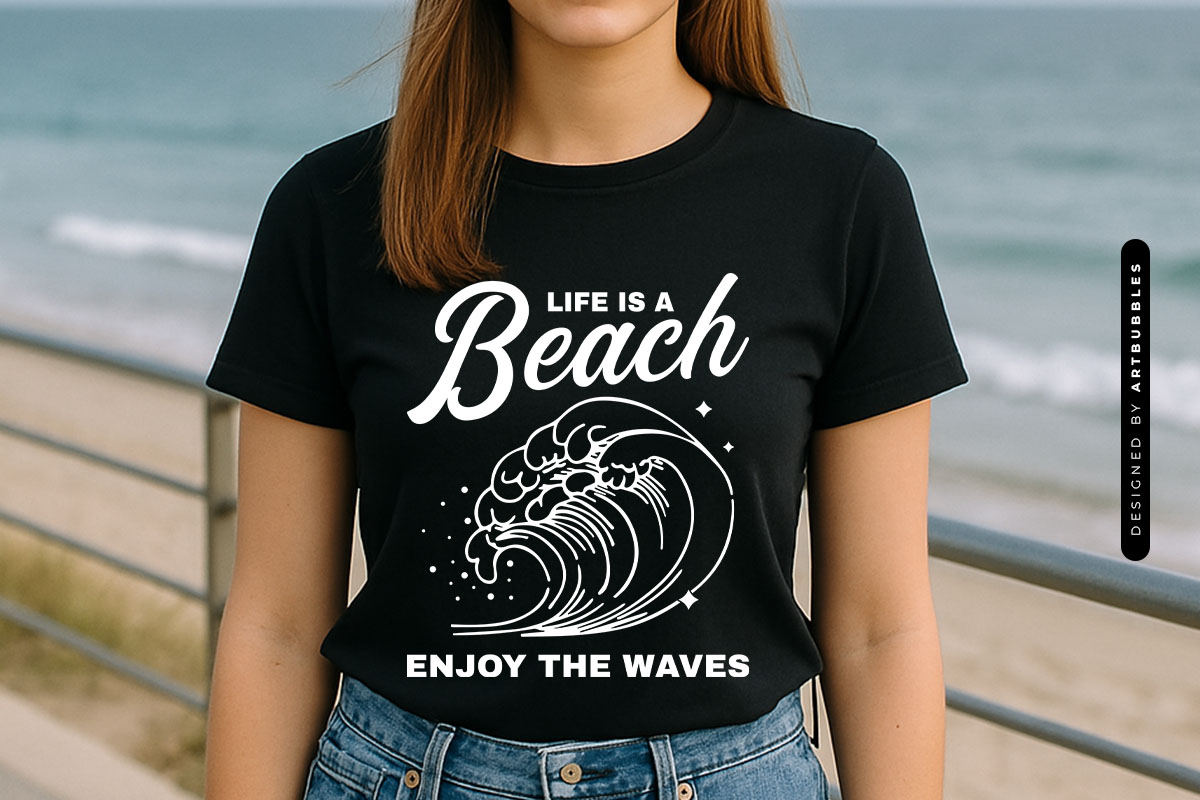Life is a Beach Enjoy the Waves - SVG Summer T-shirt Mockup Image.jpg