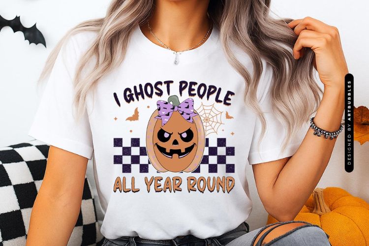 I Ghost People All Year Round - Halloween Sublimation T-shirt Mockup Image.jpg