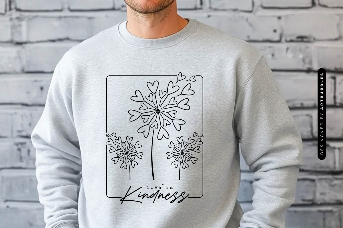Love is Kindness - Dandelion Heart SVG Sweatshirt Mockup Image.jpg