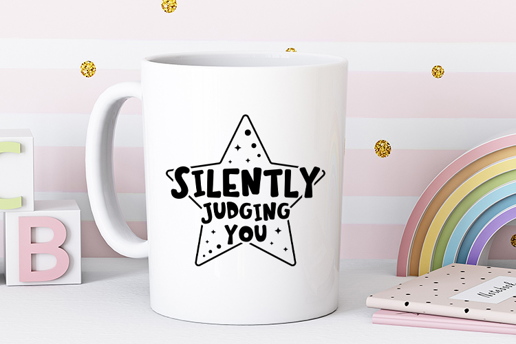 Cute Baby SVG Cut File - Silently Judging You Mug Mockup Image.jpg