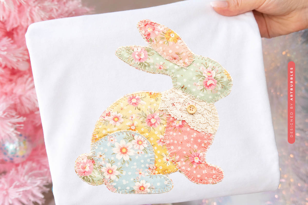 Floral Patchwork Bunny Sublimation Print tote mockup Image.jpg