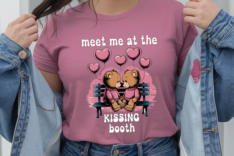 Meet Me At The Kissing Booth - Valentine Retro Sublimation Shirt Mockup Image.jpg