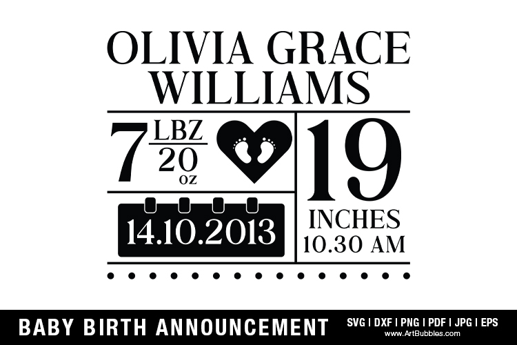Baby Announcement, SVG Cut Files Free Download