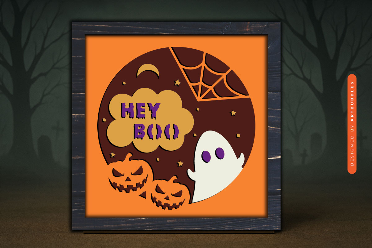 Hey Boo Halloween 3d Shadow Box SVG File Image 3.jpg