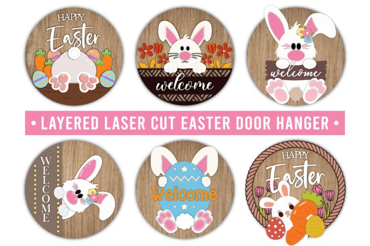 Layered Easter Bunny Sign SVG Bundle