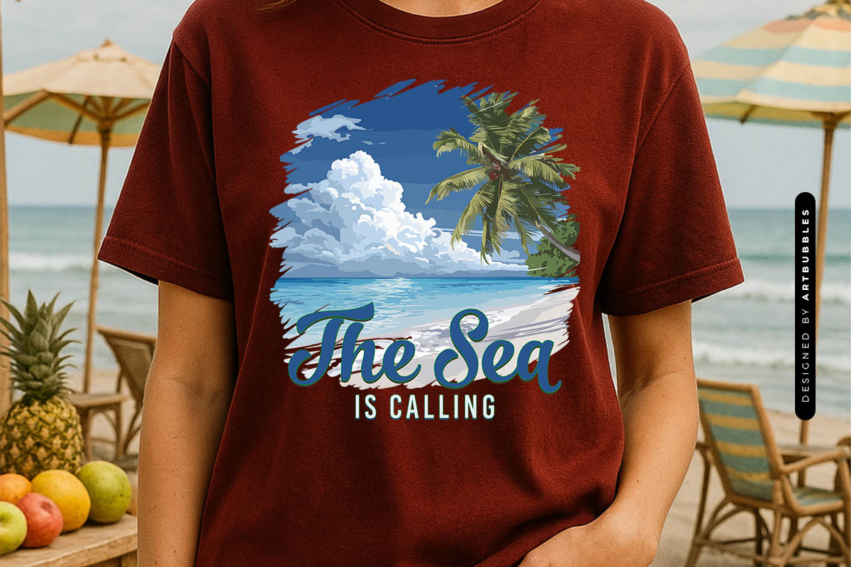 The Sea is Calling - Summer Sublimation Design T-shirt Mockup Image.jpg