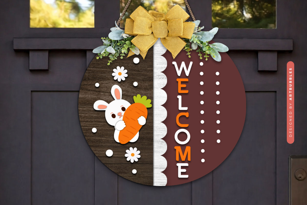 Easter Bunny Door Hanger SVG Bundle Image 5.jpg