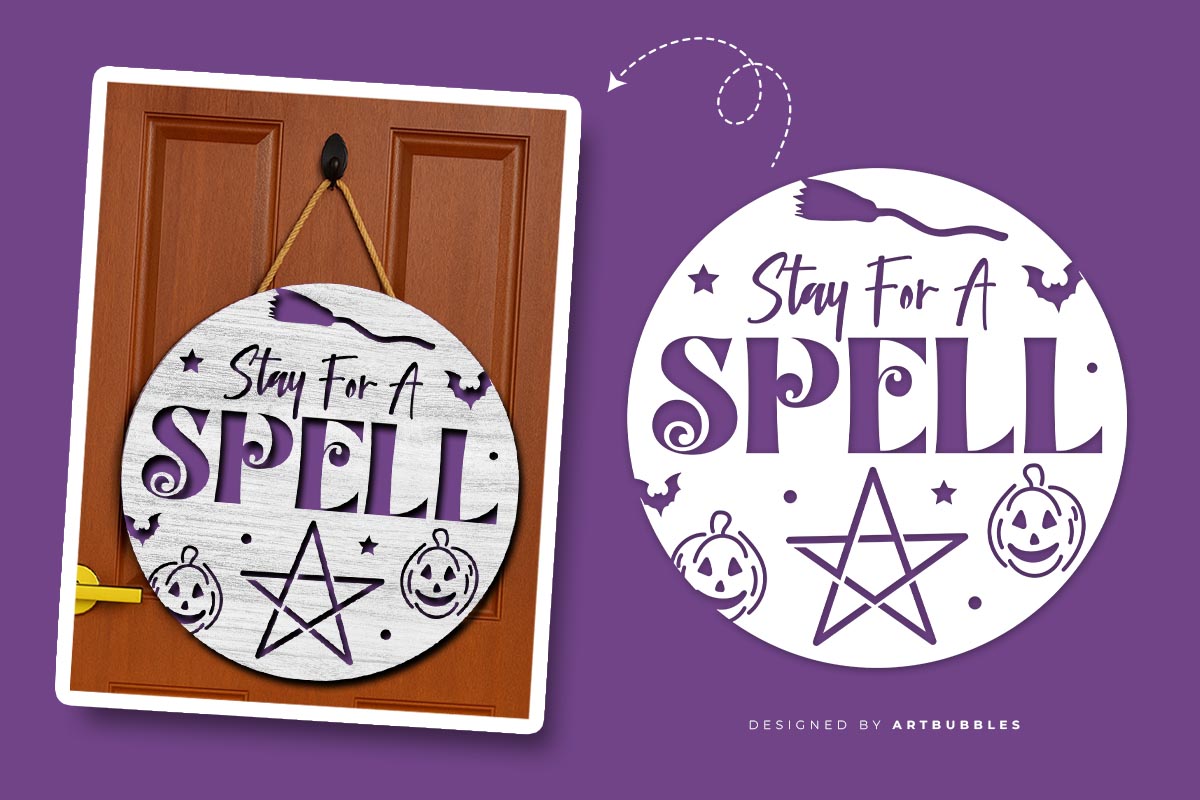 Stay for a Spell - Halloween Door Hanger SVG Image.jpg