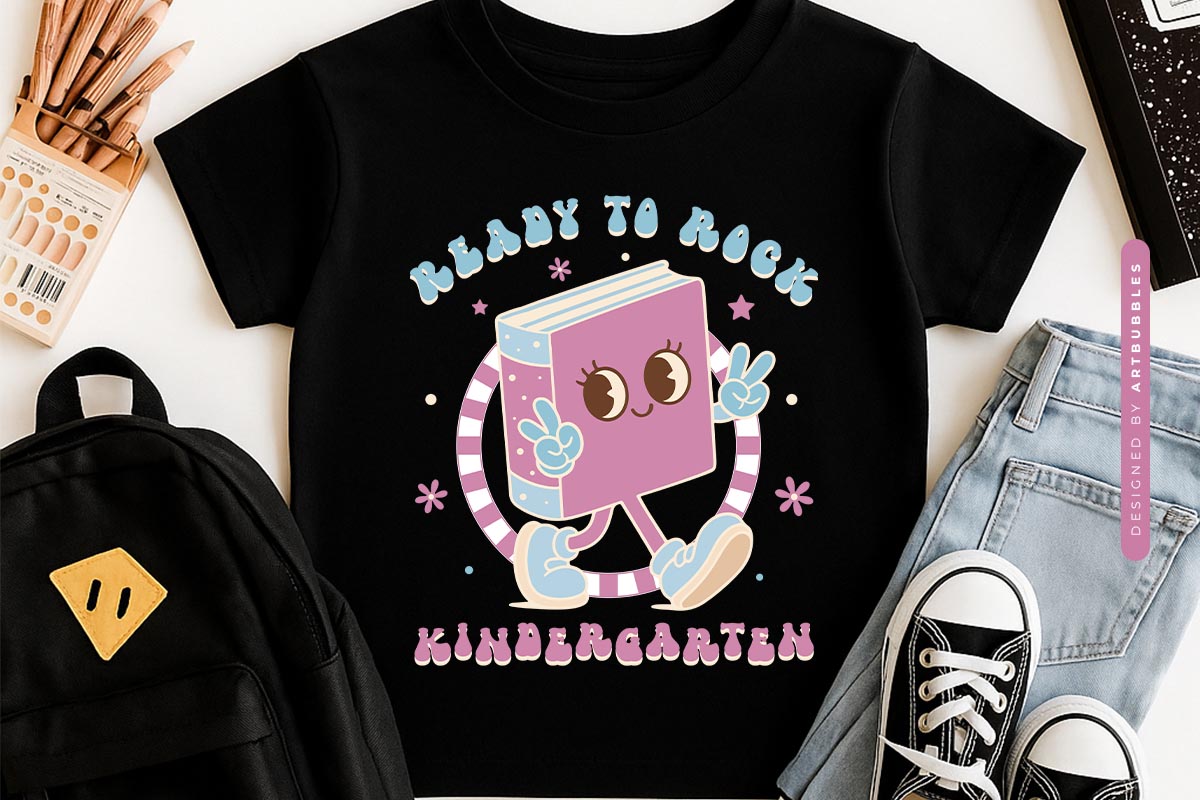 Ready to Rock Kindergarten - Back To School PNG Sublimation Tshirt Mockup Image.jpg