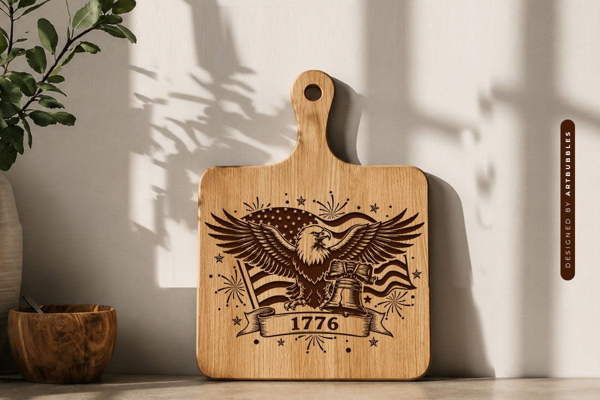 USA 1776 Laser Cut Cutting Board SVG Image.jpg