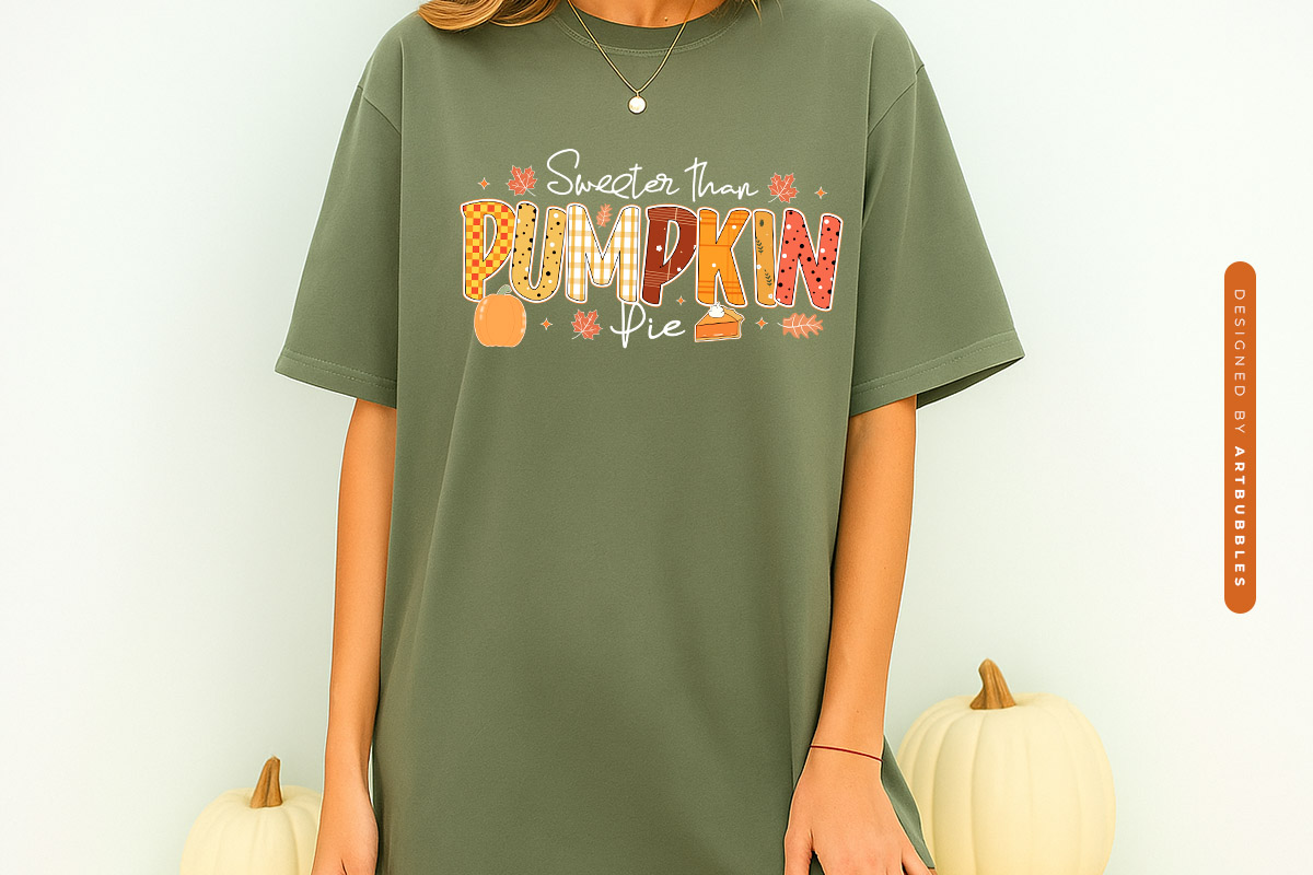 Sweeter Than Pumpkin Pie - Preppy Fall Sublimation Shirt Mockup Image.jpg