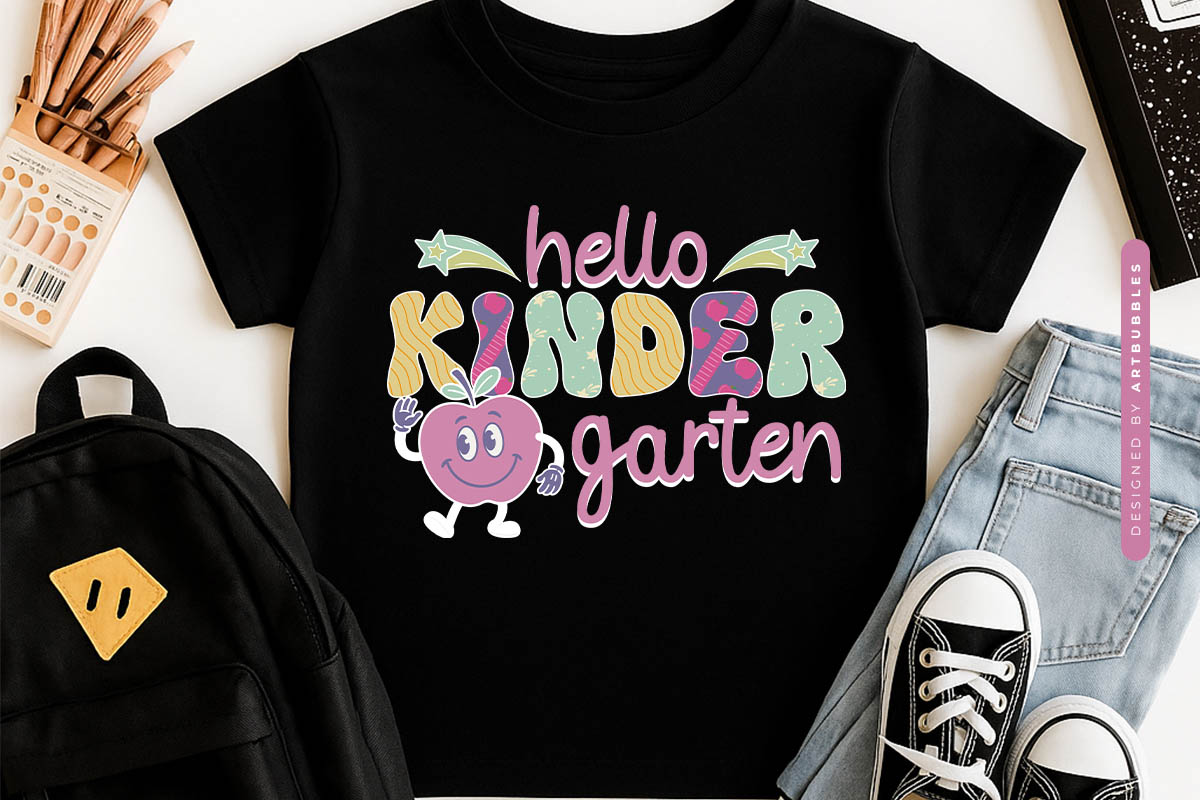 Hello Kindergarten - Retro Back to School Shirt Sublimation Tshirt Mockup Image.jpg