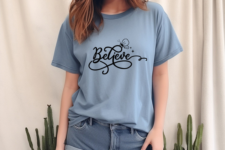 Believe - Free Butterfly SVG Cut File Shirt Mockup Image.jpg