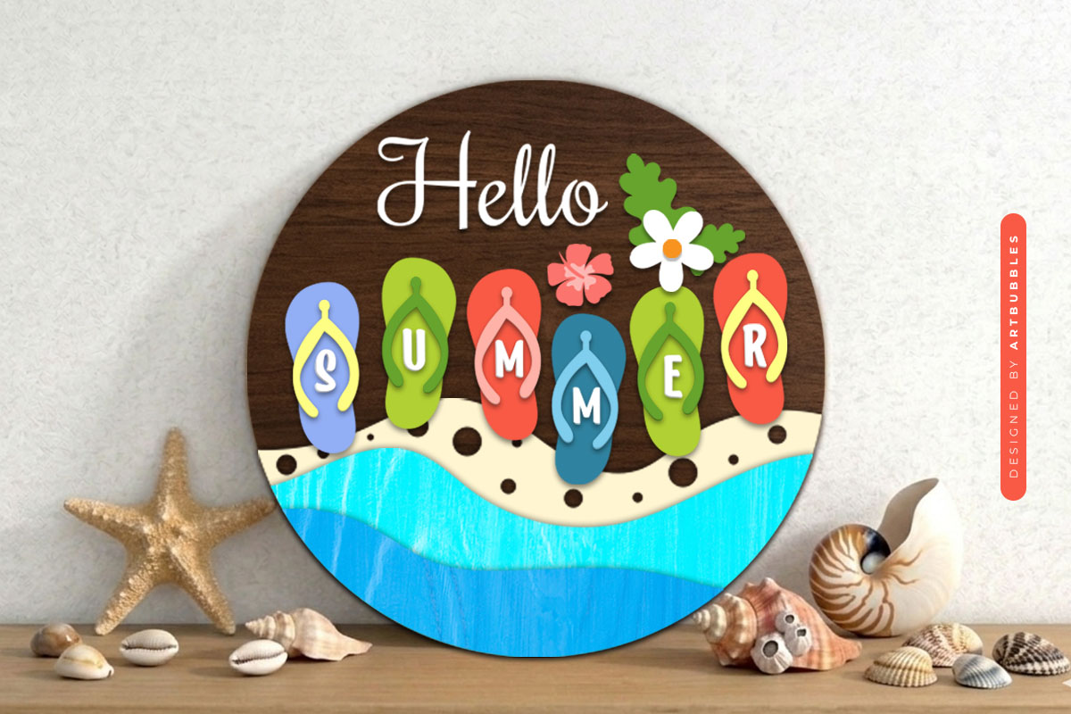 Hello Summer Round Sign SVG Design Image.jpg