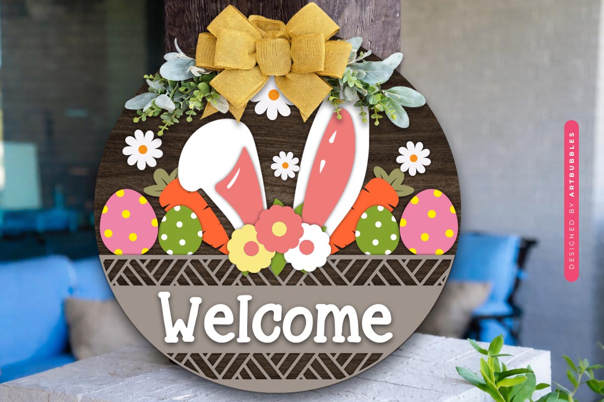 Welcome Easter Layered Door Hanger SVG Image.jpg