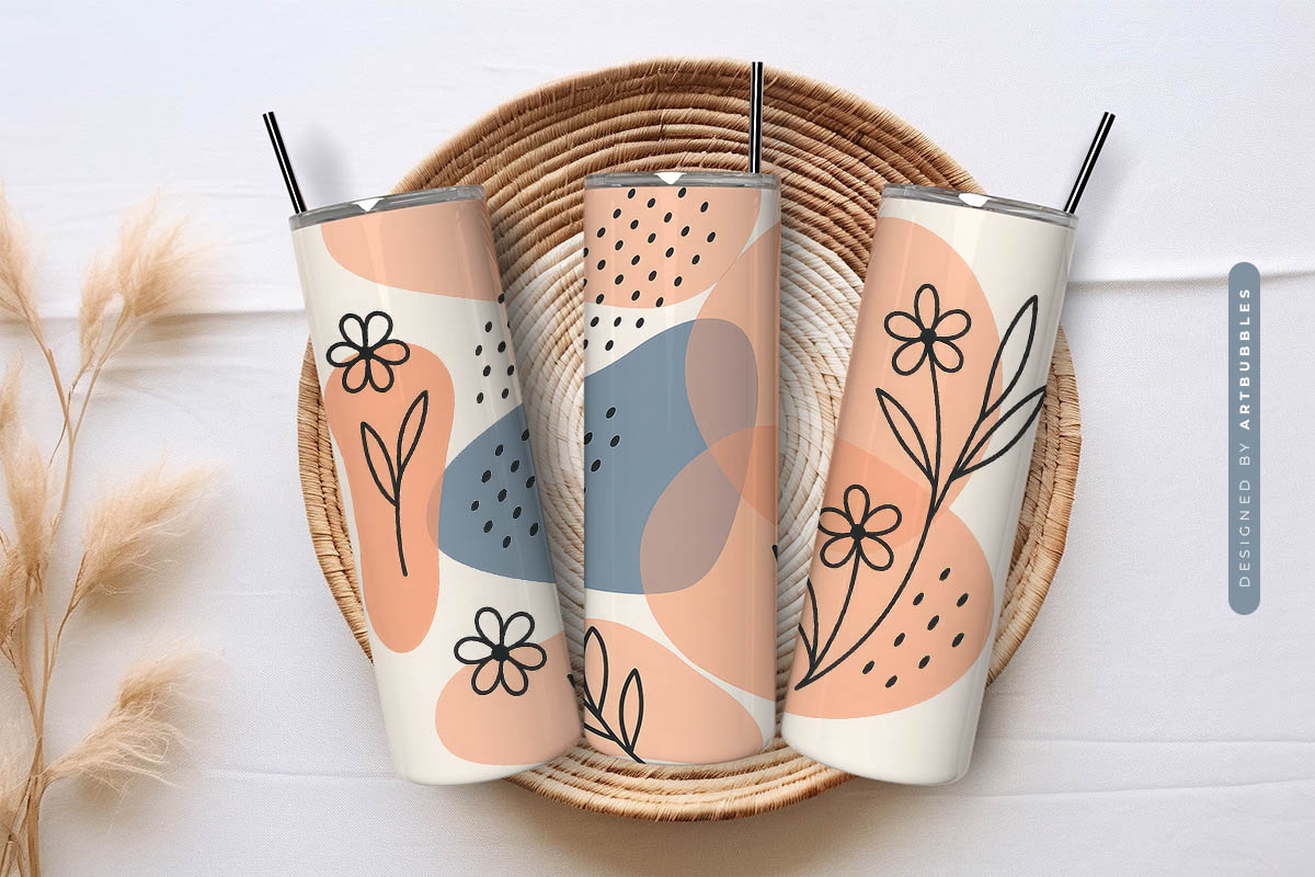 Boho Minimalistic Floral Art Tumbler Sublimation Image 3.jpg