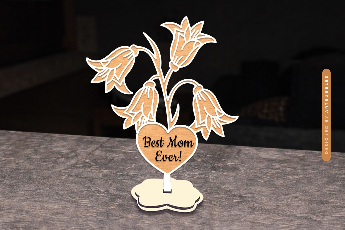 Mothers Day Layered Stand Flower SVG