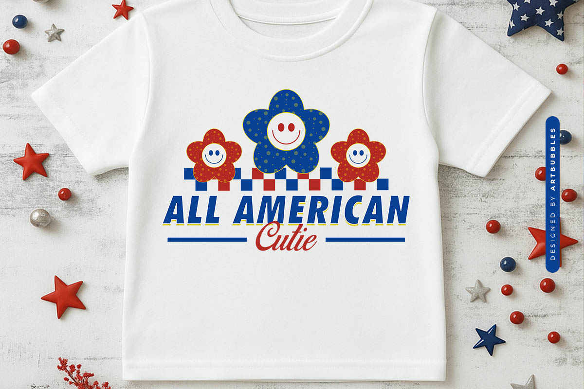 All American Cutie, Cute 4th of July Sublimation Tshirt Mockup Image.jpg