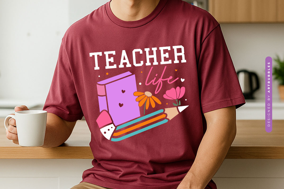 Floral Teacher Life SVG Design for Cricut Shirt Mockup Image.jpg