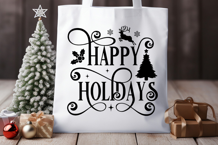 Happy Holidays - Christmas SVG Free Tote Bag Mockup Image.jpg