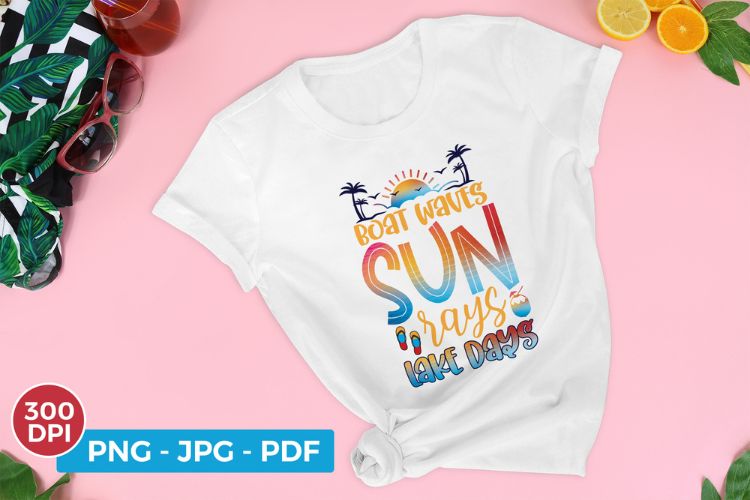 Boat Waves Sun Rays Lake Days - Summer PNG Image.jpg