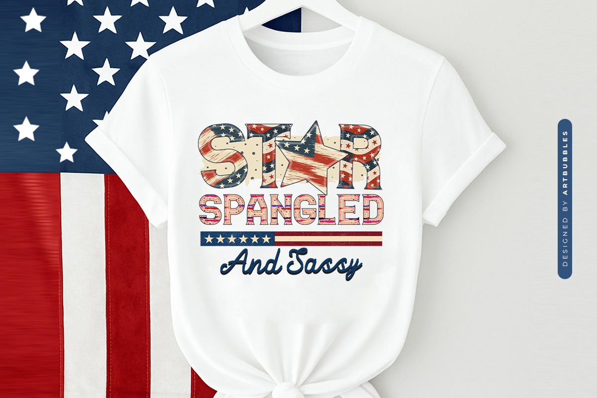 Star Spangled and Sassy - 4th of July PNG Sublimation Tshirt Mockup Image.jpg