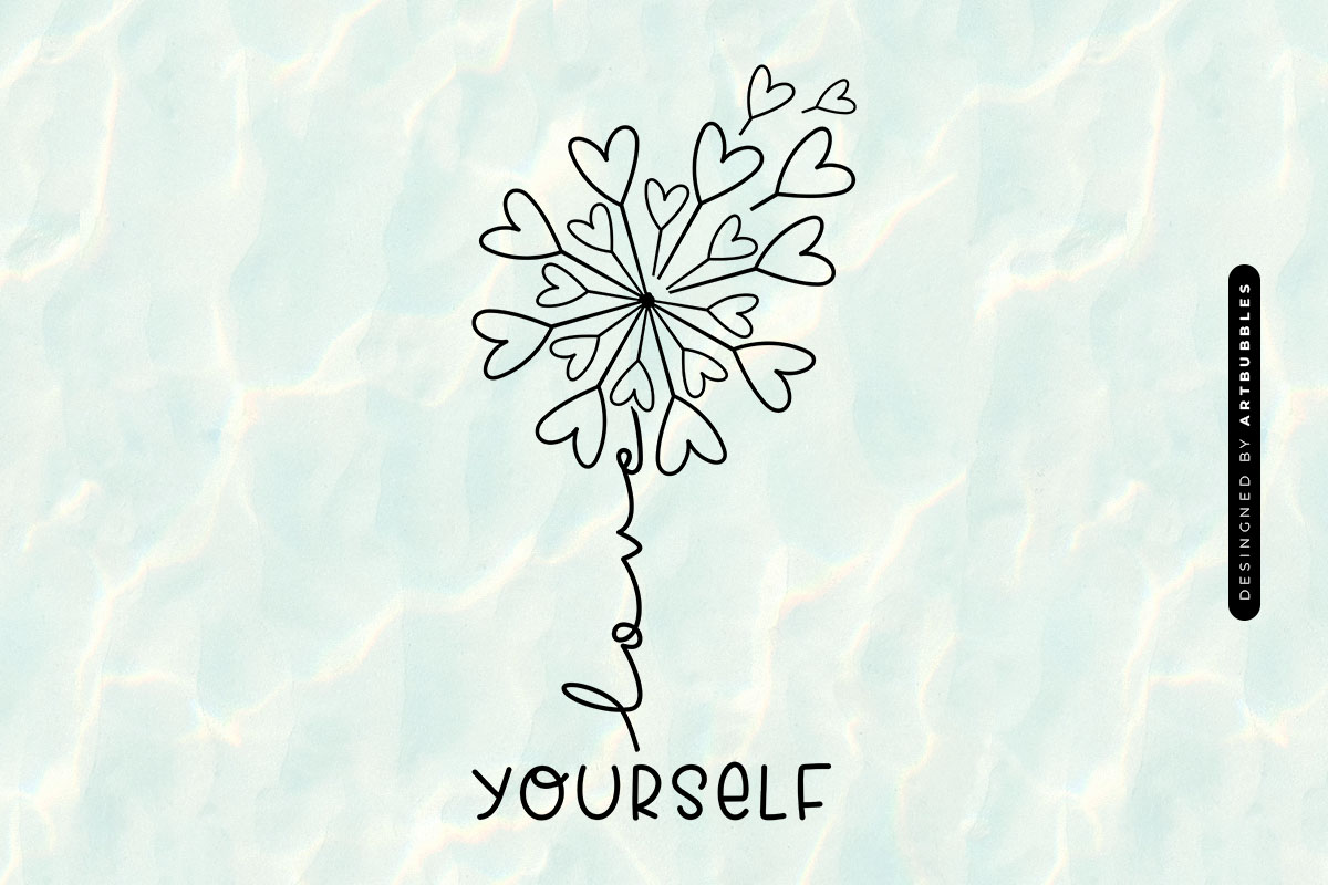 Love Yourself - Heart Dandelion SVG Vector Image.jpg