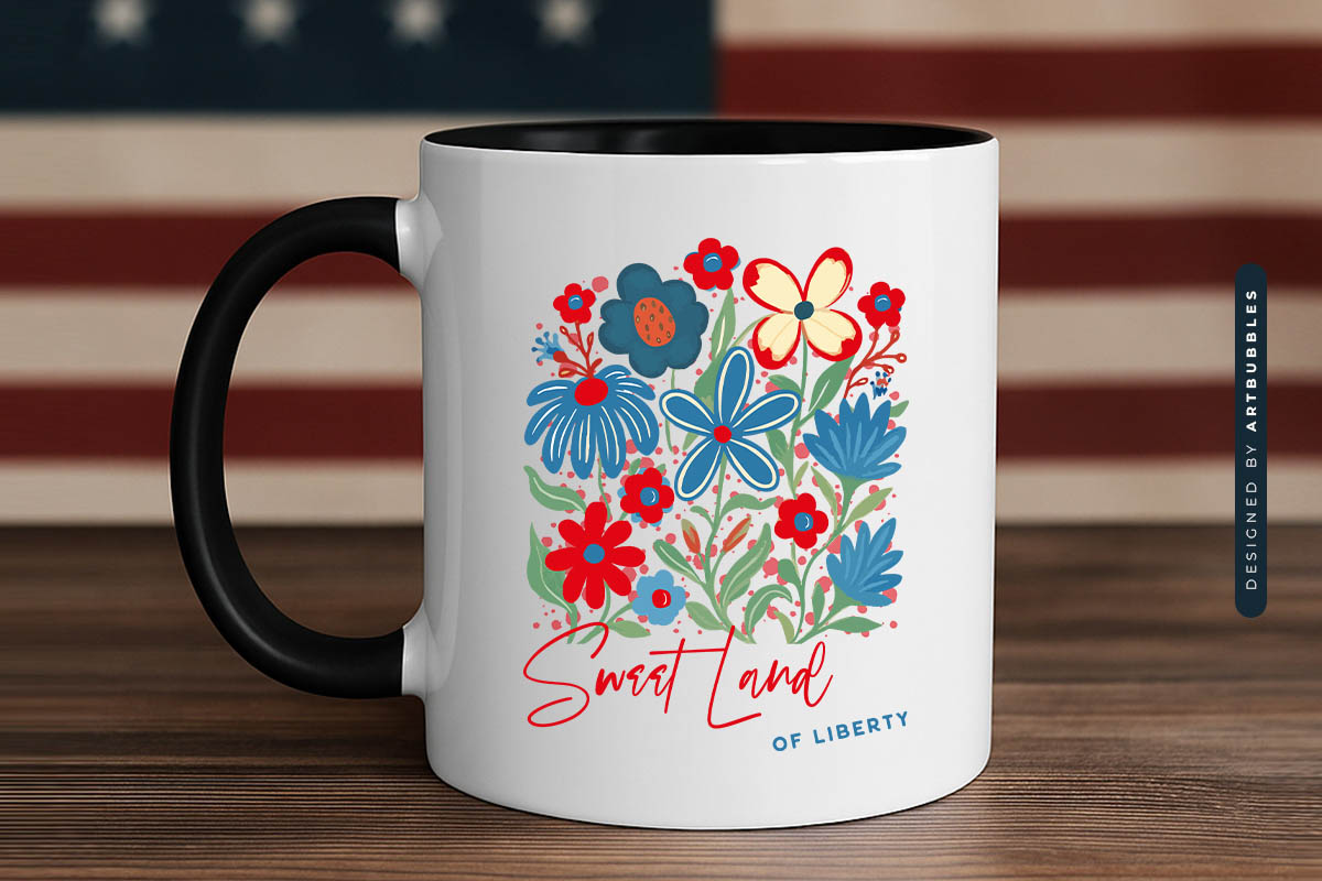 Sweet Land of Liberty - Floral 4th of July Sublimation Mug Mockup Image.jpg