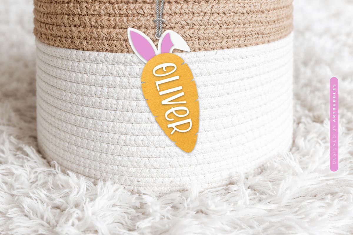 Easter Bunny Carrot Basket Tag SVG
