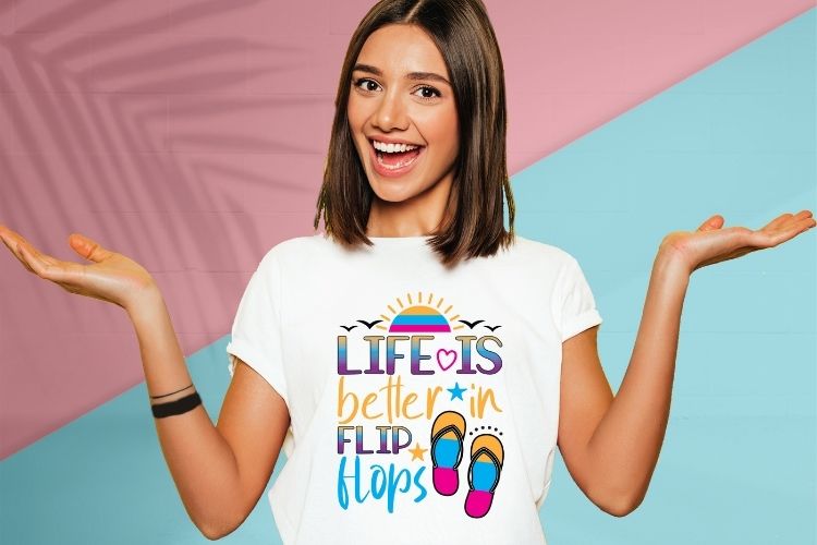 Life is Better in Flip Flops - Summer PNG Sublimation Tshirt Mockup Image.jpg