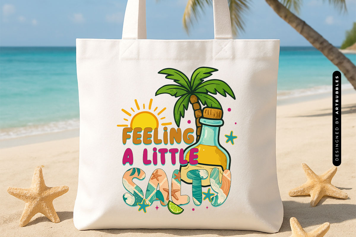 Feeling a Little Salty - Summer Sublimation PNG Tote Bag Mockup Image.jpg
