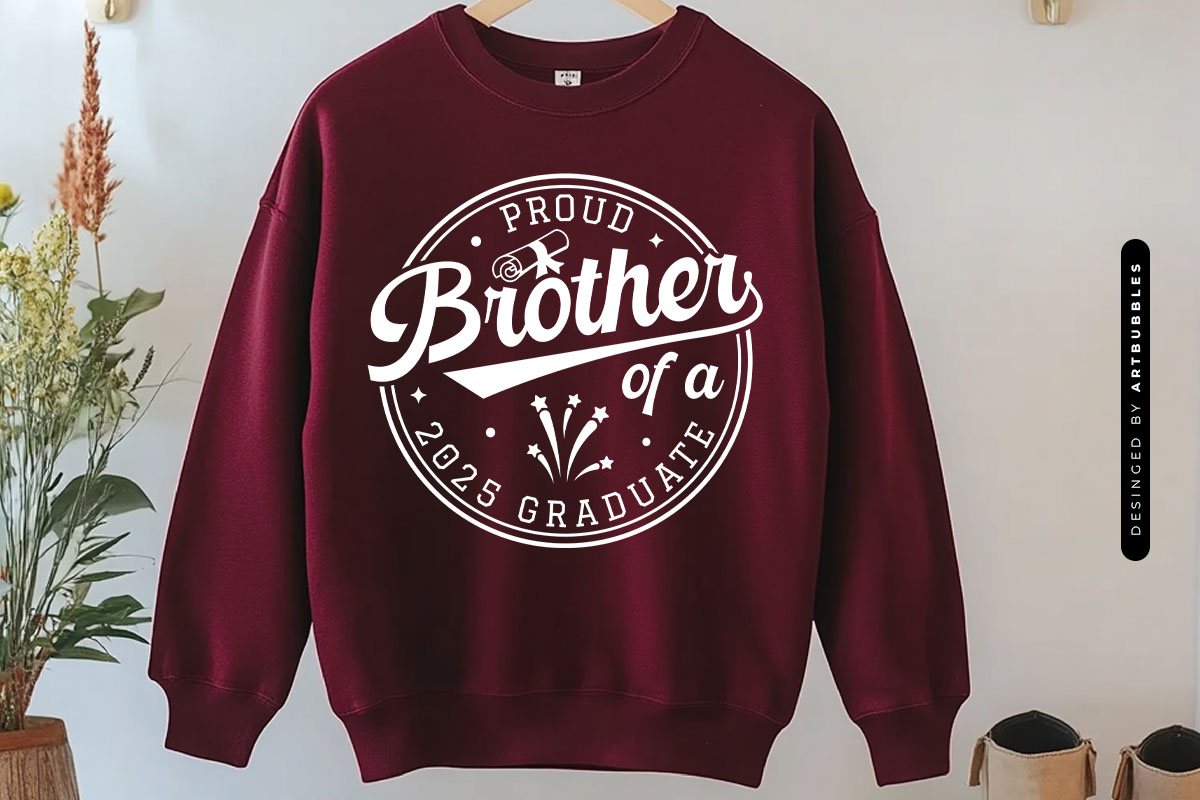 Proud Brother of a 2025 Graduate SVG Design Tshirt Mockup Image.jpg