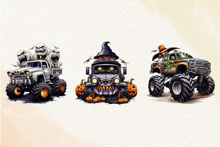 Halloween Monster Truck Sublimation Clipart Bundle Preview 04.jpg