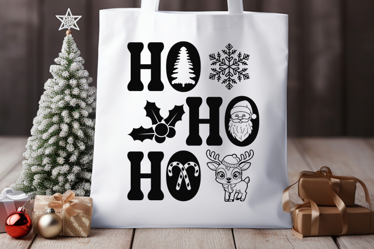 Ho Ho Ho - Cute Christmas SVG Tote Bag Mockup Image.jpg