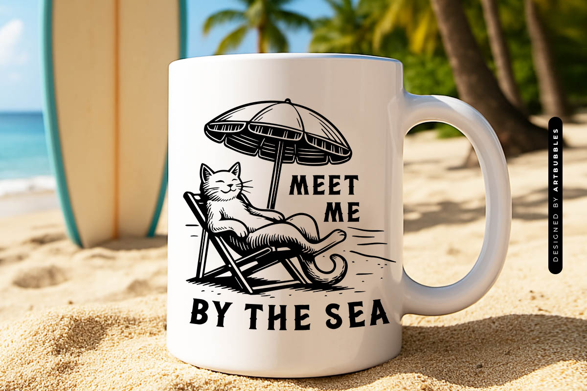 Meet Me By The Sea - Funny Summer Cat SVG Mug Mockup Image.jpg