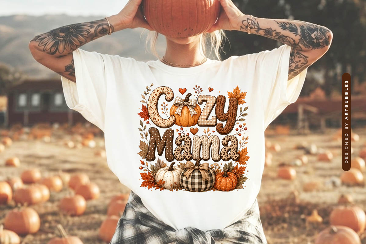 Cozy Mama - Fall PNG Sublimation Transfer Shirt Mockup Image.jpg