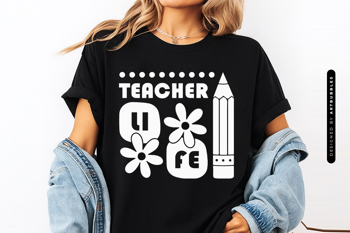 Floral Teacher Life SVG T-shirt Mockup Image.jpg