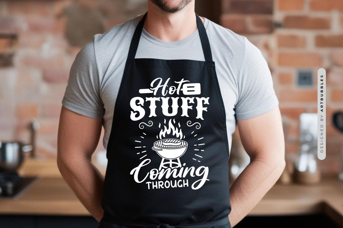 Hot Stuff Coming Through - Grilling SVG Design Apron Mockup Image.jpg