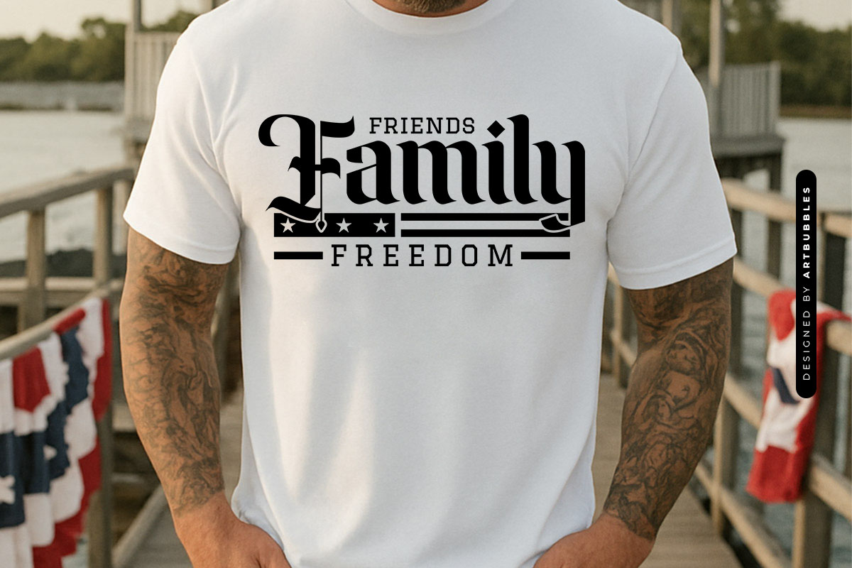 Friends Family Freedom - 4th of July SVG Design Shirt Mockup Image.jpg