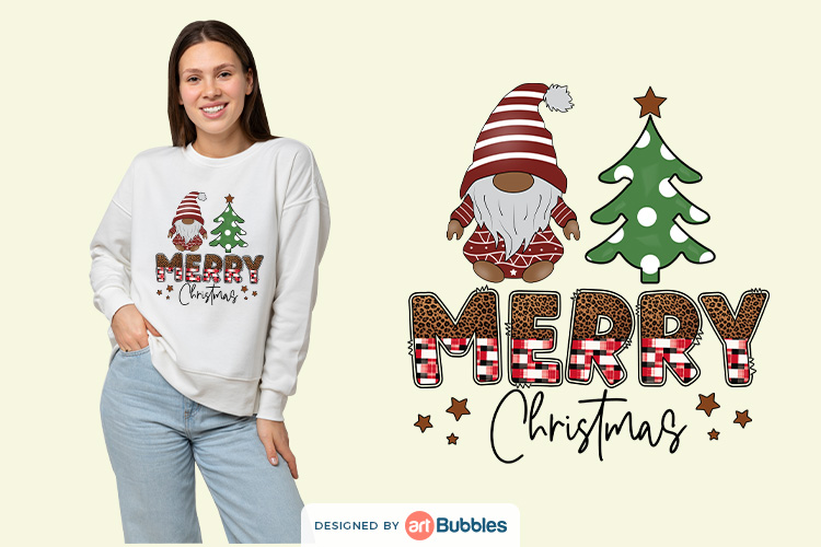 Merry Christmas Gnome Sublimation Design PNG