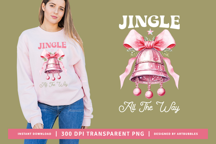 Jingle All the Way - Pink Christmas PNG Sublimation