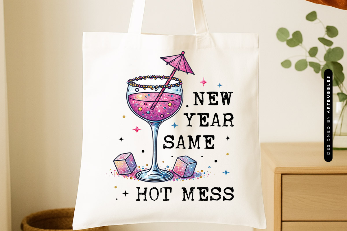 New Year Same Hot Mess Sublimation PNG Tote bag Mockup Image.jpg