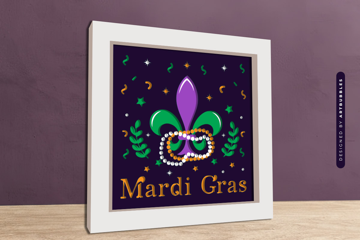 Mardi Gras 3D Shadow Box SVG File