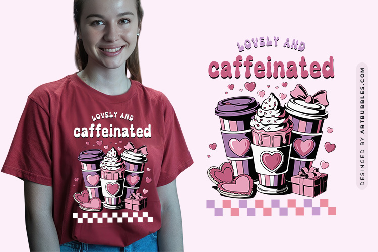 Lovely and Caffeinated - Retro Valentines Sublimation