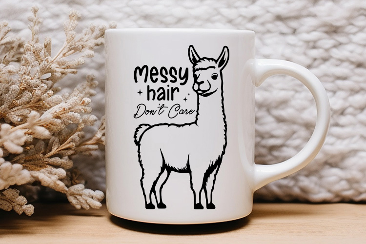 Messy Hair Don't Care - Funny llama SVG Mug Mockup Image.jpg