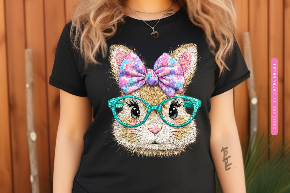 Faux Yarn Coquette Bunny Easter PNG Tshirt Mockup Image.jpg