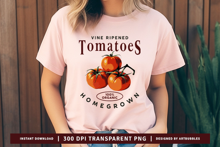 Vine Ripened Tomatoes - Vintage Fruit Sublimation PNG T Shirt Mockup Image.jpg