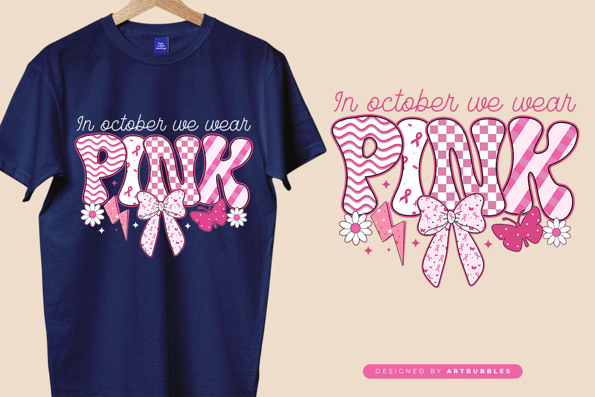 In October We Wear Pink - Coquette Breast Cancer Sublimation Image.jpg