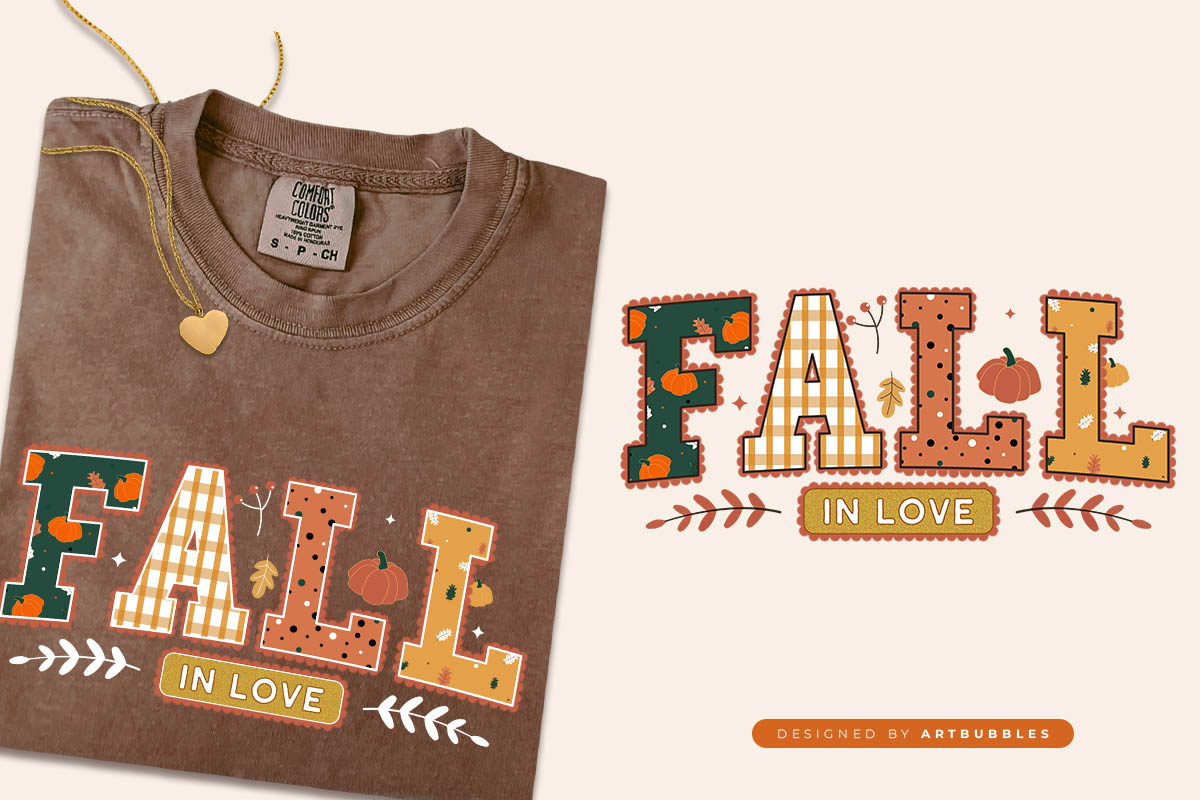 Preppy Fall in Love Sublimation PNG Design