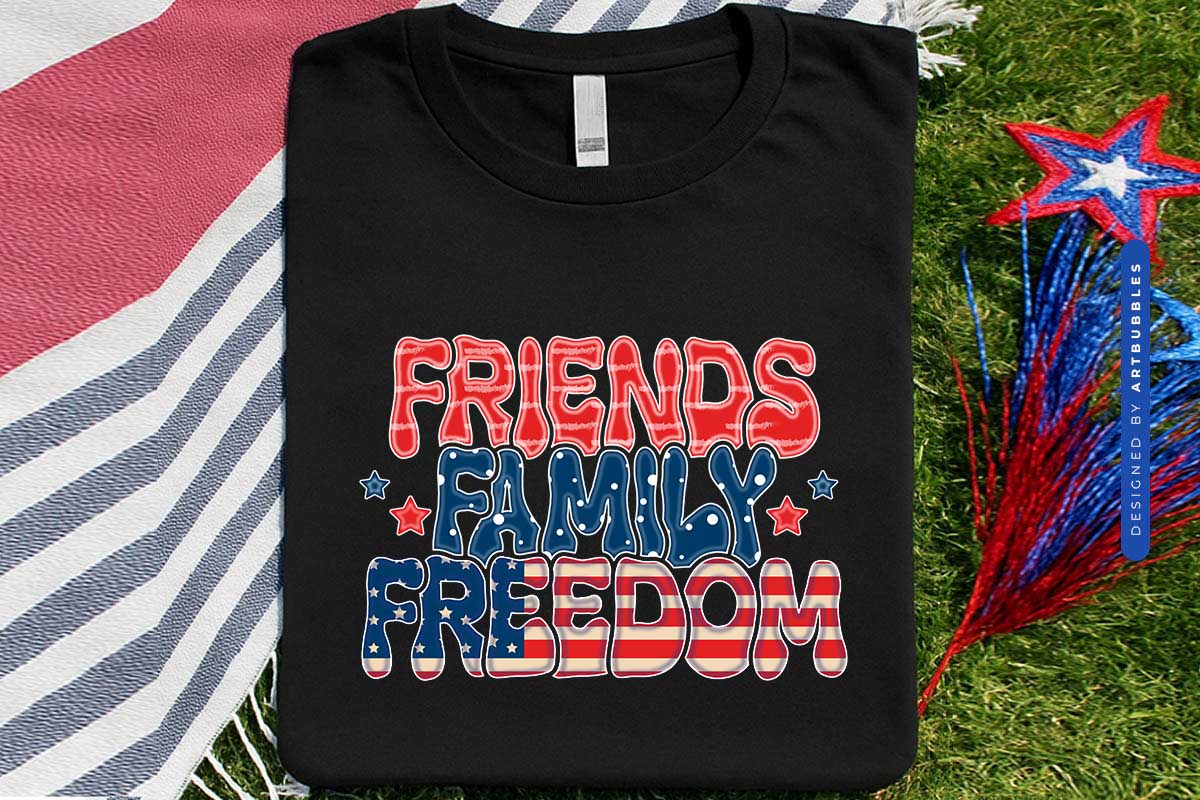 Friends Family Freedom - Retro 4th of July Sublimation Shirt Mockup Image.jpg